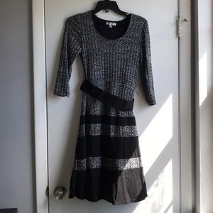 Long sleeve grey and blank Westport 1962 dress